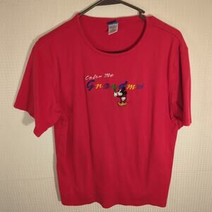 Disney Mickey Mouse Grandma Embroidered T-Shirt Red Women’s XL Tee Cotton